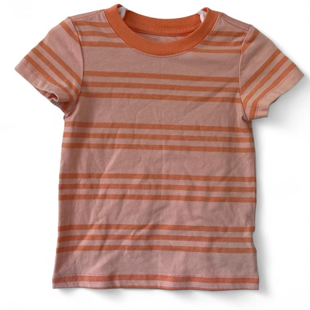 Preppy Casual Skater 12M Boy Cat & Jack Peach Striped Short Sleeve T-Shirt EUC